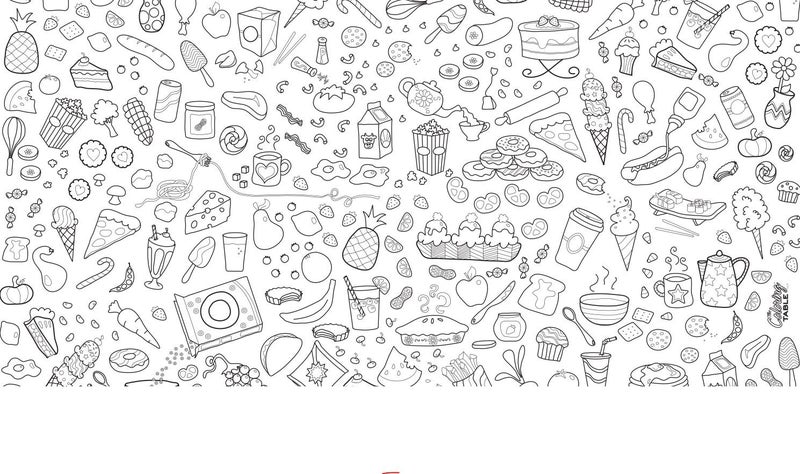 The Coloring Table Food Fun Design â€“ Rectangle Tablecloth 60â€X84â€ - Interactive Coloring Tablecloth for Kids â€“ Poly/Cotton Fabric - Washable and Reusable â€“ DIY Activity for Children and Adults - Image 3